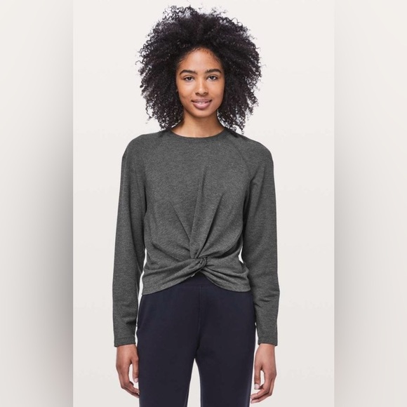 Lululemon Tuck & Gather Pullover Sweatshirt Heathered Mod Black Size 8,10 - Picture 1 of 10